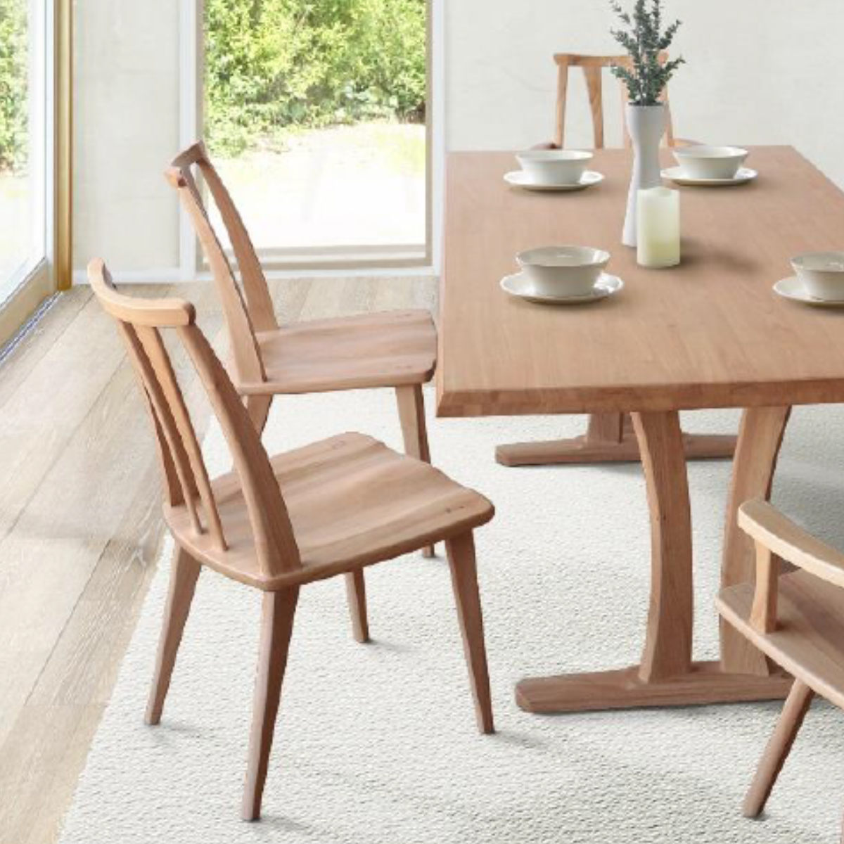 ダイニングチェア 2脚セット 座面高42cm 結 木製 無垢材 ( 開梱設置 チェア ダイニング 天然木 イス 椅子 食卓椅子 肘なし 木製椅子 木製チェア いす 食卓 リビング リビングチェア シンプル ラバーウッド 無垢 )