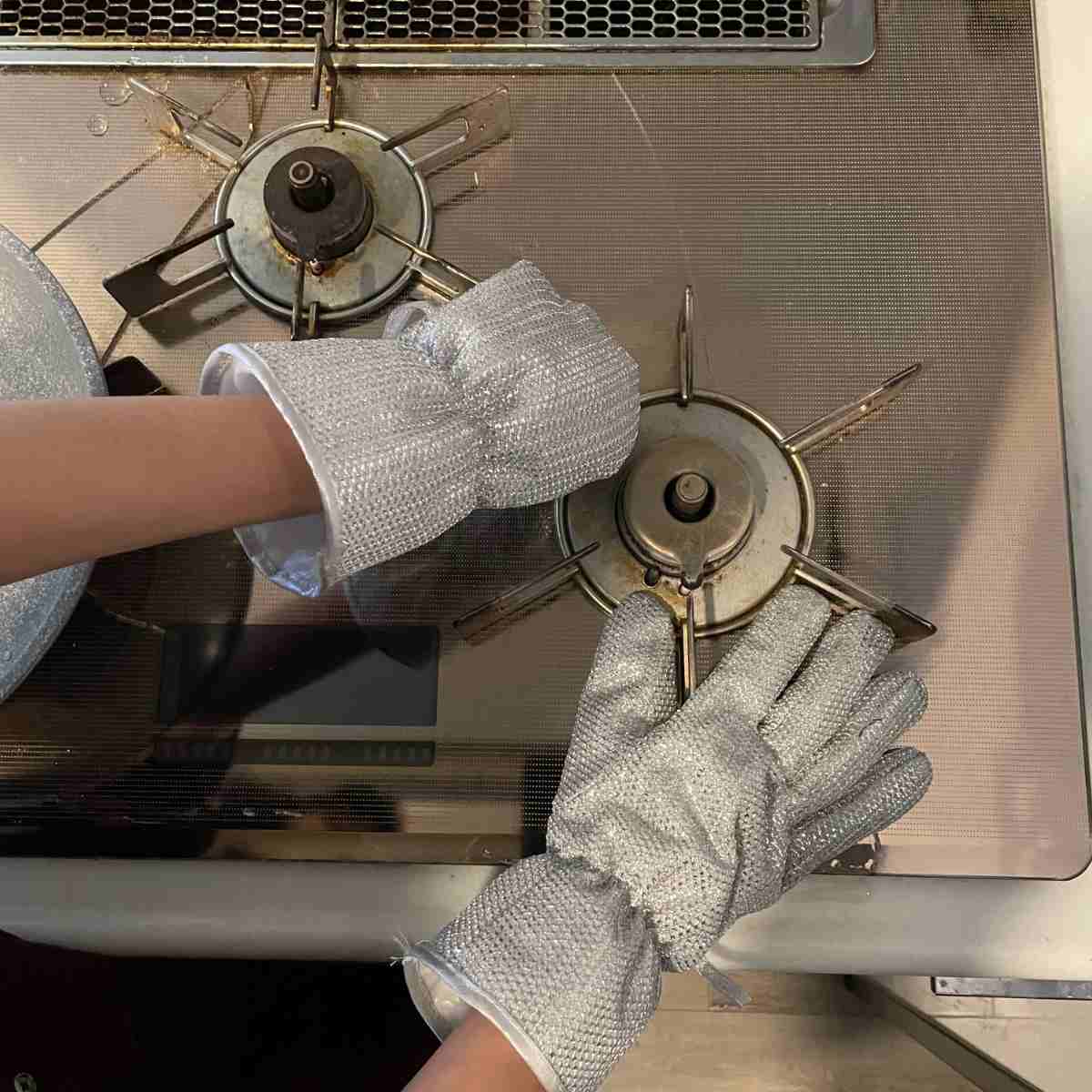 クロス 掃除用 かきとる メッシュグローブ 1双 ( 台所掃除 窓掃除 コゲ落とし コンロ 掃除 キッチン 掃除用グローブ 手袋 電子レンジ鍋 フライパン こげ 茶渋 水回り 水垢 サッシ 掃除用品 )