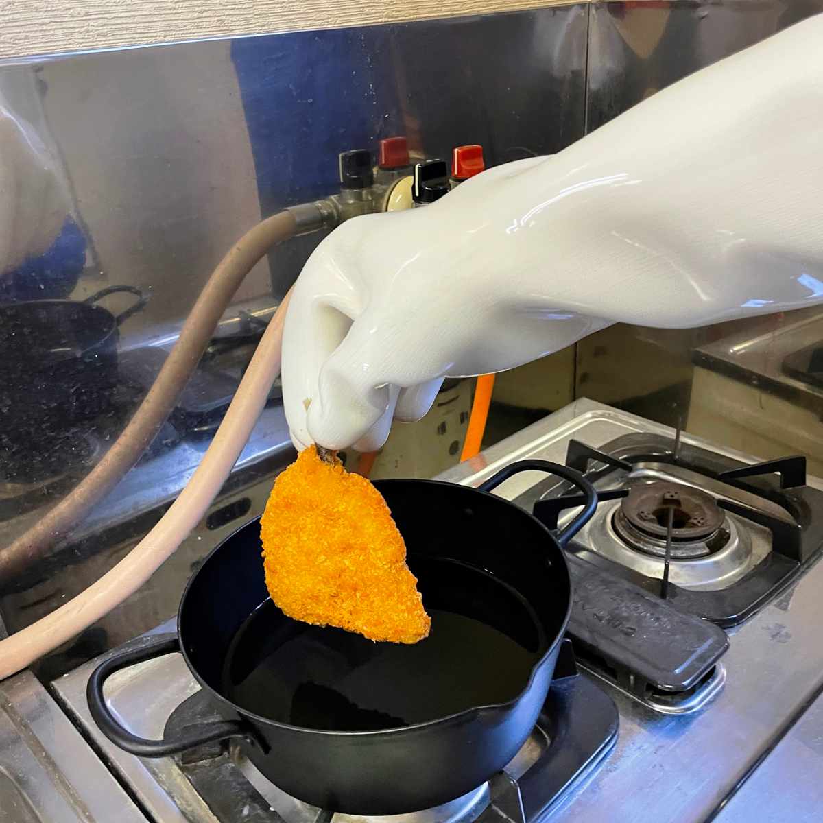 キッチングローブ Felio 防水 耐熱 グローブ ( 耐熱グローブ オーブンミット ロング 鍋つかみ 手袋 ミトン シリコン キッチンミトン 耐熱ミトン ロングミトン 鍋掴み 耐熱素材 厚手 オーブン料理 鉄板 アウトドア ) 【グレー】 グレー