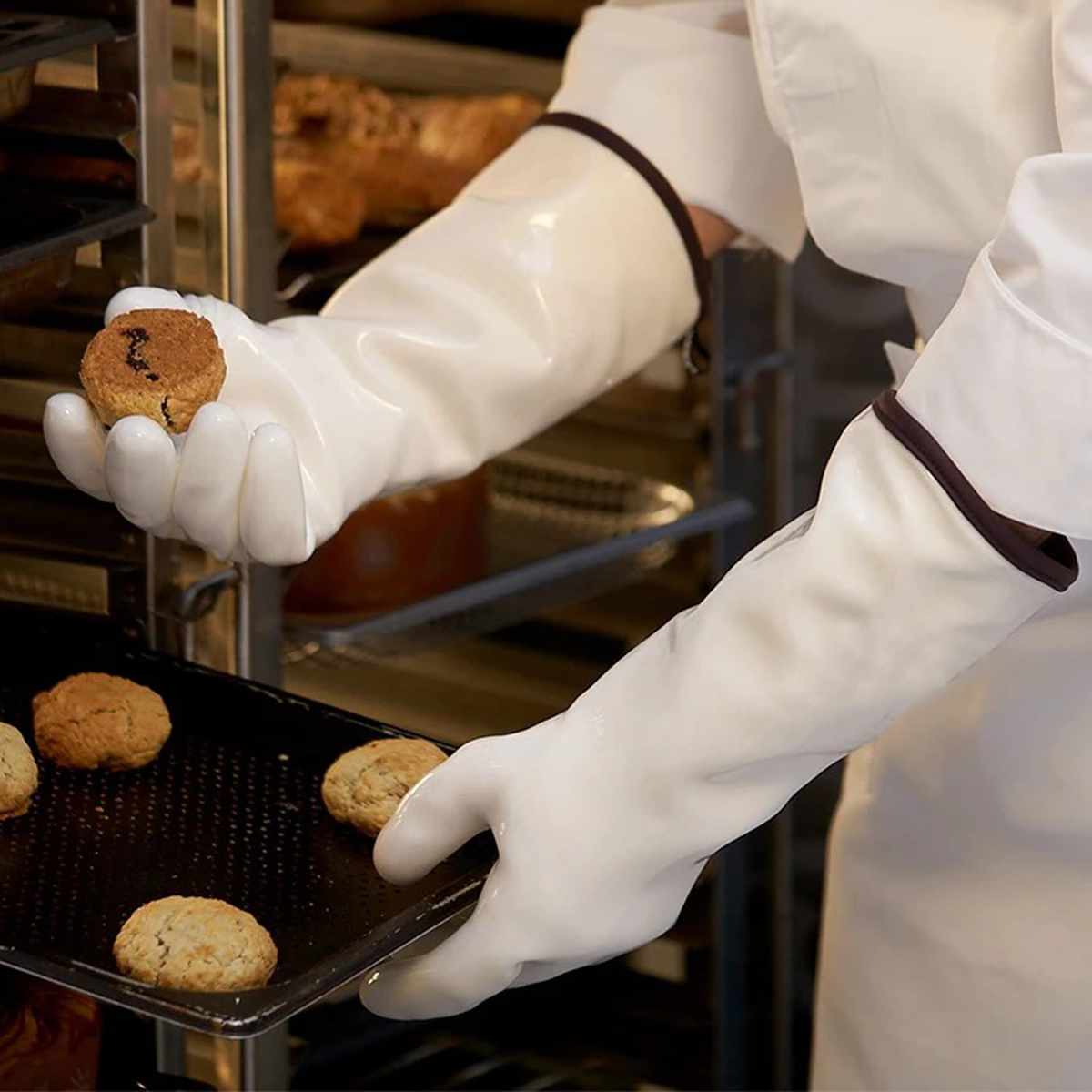 キッチングローブ Felio 防水 耐熱 グローブ ( 耐熱グローブ オーブンミット ロング 鍋つかみ 手袋 ミトン シリコン キッチンミトン 耐熱ミトン ロングミトン 鍋掴み 耐熱素材 厚手 オーブン料理 鉄板 アウトドア ) 【グレー】 グレー