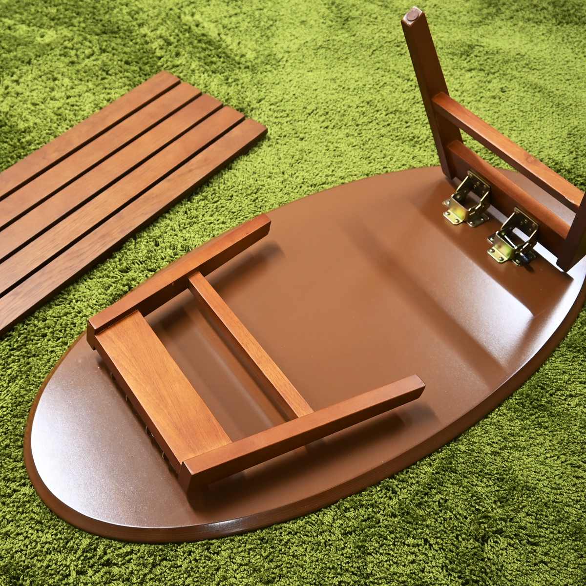 ローテーブル 幅90cm 楕円 棚付き 木製 オーバルテーブル ( テーブル リビングテーブル 折りたたみ 折れ脚 センターテーブル 収納付き 天然木 完成品 リビング ワンルーム コーヒーテーブル コンパクト 奥行45cm 木製テーブル )