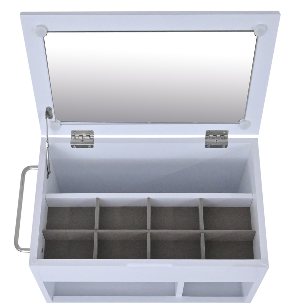 メイクワゴン スリムタイプ キャスター付き ドレッサー ( ワゴン 鏡 ミラー 棚 ラック コスメワゴン 省スペース ホワイト シンプル コスメ収納 コンパクト 引き出し )