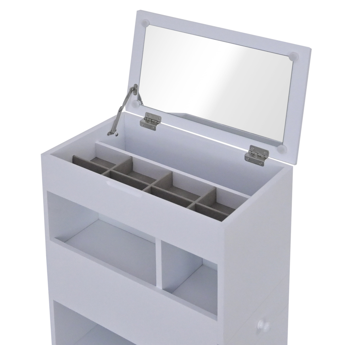 メイクワゴン スリムタイプ キャスター付き ドレッサー ( ワゴン 鏡 ミラー 棚 ラック コスメワゴン 省スペース ホワイト シンプル コスメ収納 コンパクト 引き出し )