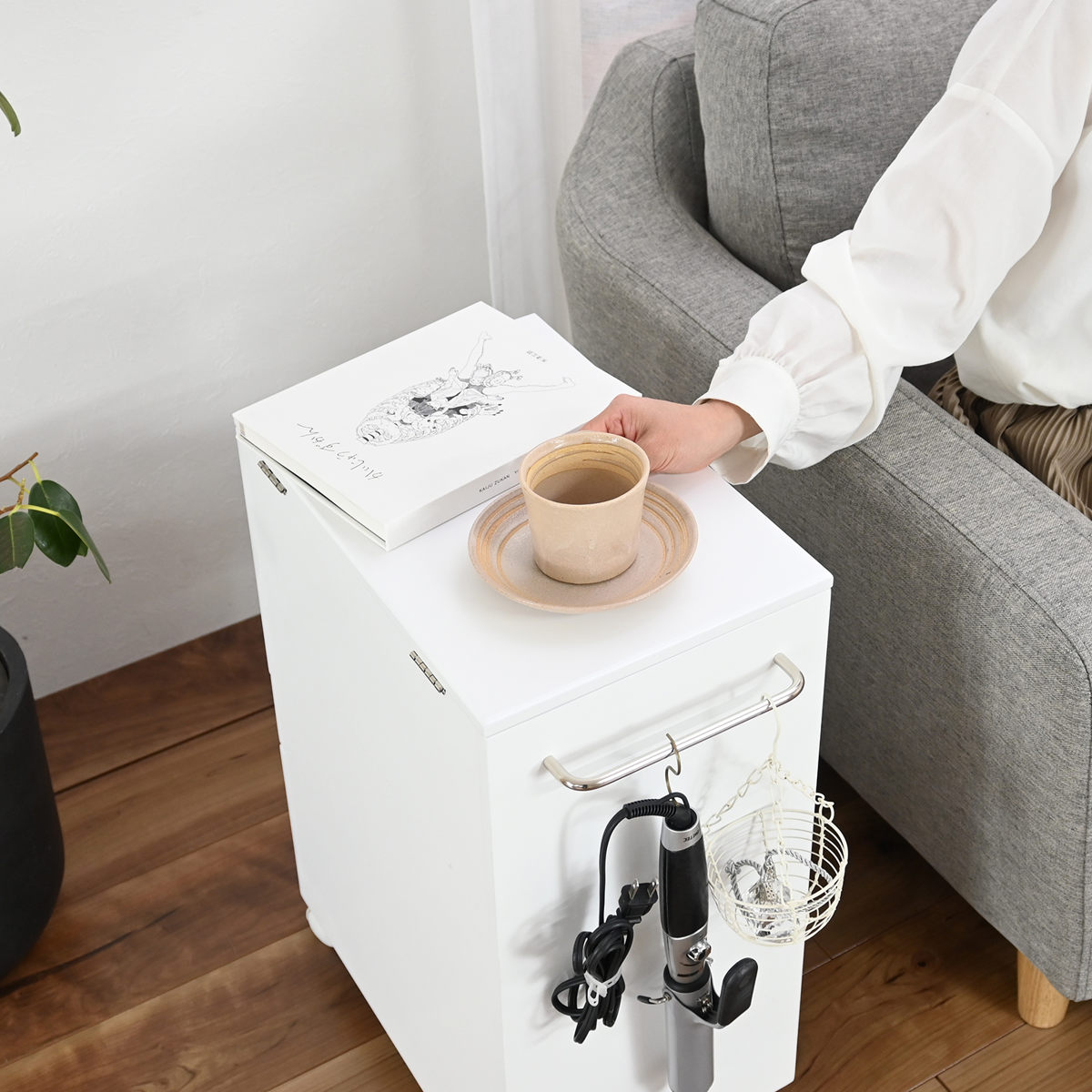 メイクワゴン スリムタイプ キャスター付き ドレッサー ( ワゴン 鏡 ミラー 棚 ラック コスメワゴン 省スペース ホワイト シンプル コスメ収納 コンパクト 引き出し )