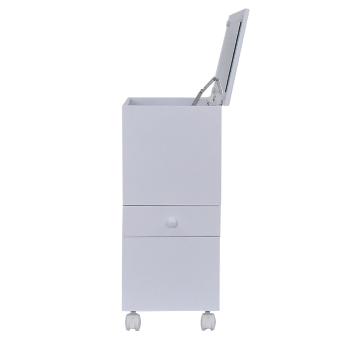 メイクワゴン スリムタイプ キャスター付き ドレッサー ( ワゴン 鏡 ミラー 棚 ラック コスメワゴン 省スペース ホワイト シンプル コスメ収納 コンパクト 引き出し )