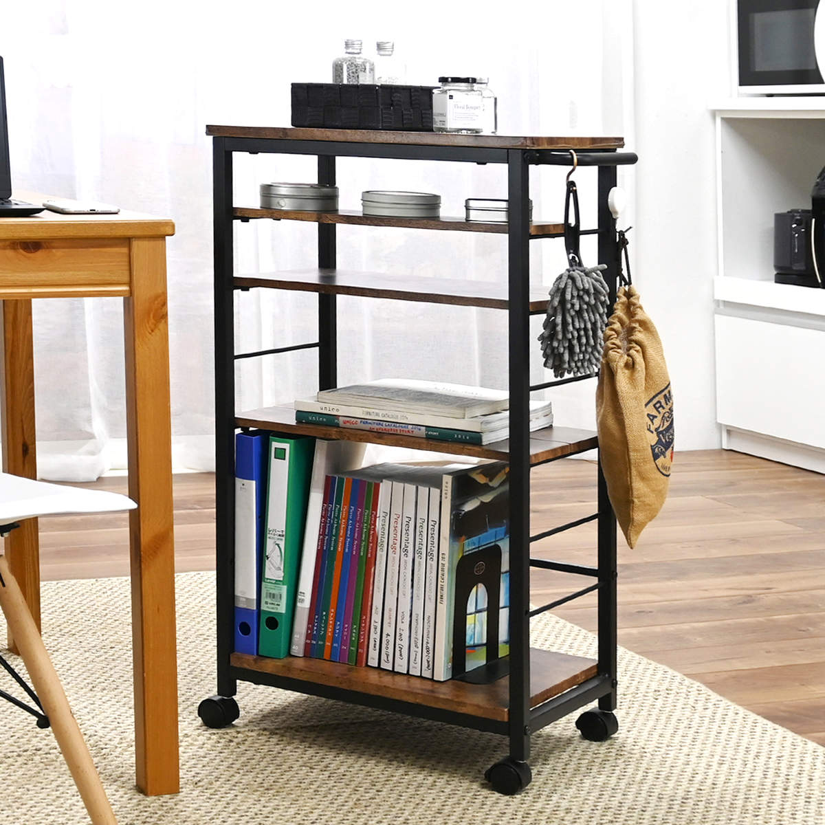 キッチンワゴン 可動棚 キャスター付き ( 幅30.5cm 隙間収納 キッチン収納 ワゴン キッチンラック 天板 配膳ワゴン マルチワゴン スリムラック 耐水性 マグネット キッチン隙間収納 洗面所 サニタリー )