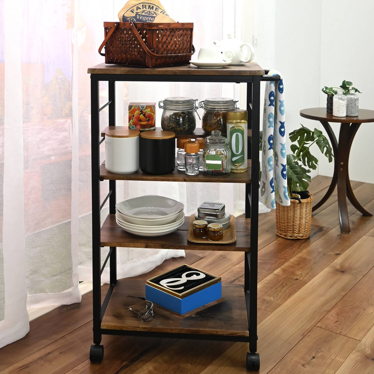 キッチンワゴン 可動棚 キャスター付き ( 幅30.5cm 隙間収納 キッチン収納 ワゴン キッチンラック 天板 配膳ワゴン マルチワゴン スリムラック 耐水性 マグネット キッチン隙間収納 洗面所 サニタリー )