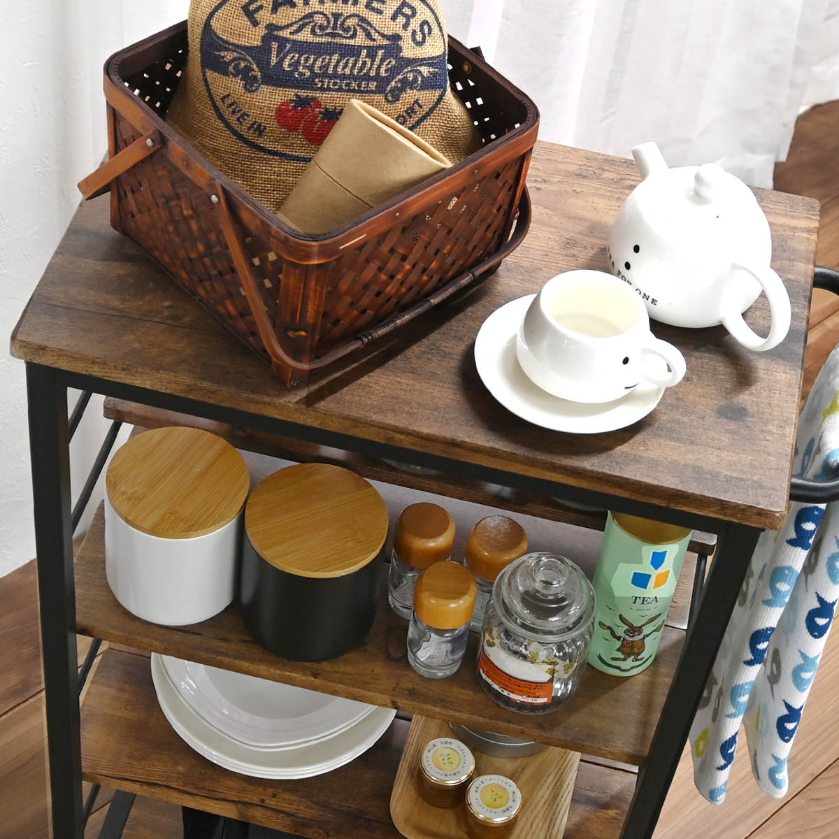 キッチンワゴン 可動棚 キャスター付き ( 幅30.5cm 隙間収納 キッチン収納 ワゴン キッチンラック 天板 配膳ワゴン マルチワゴン スリムラック 耐水性 マグネット キッチン隙間収納 洗面所 サニタリー )