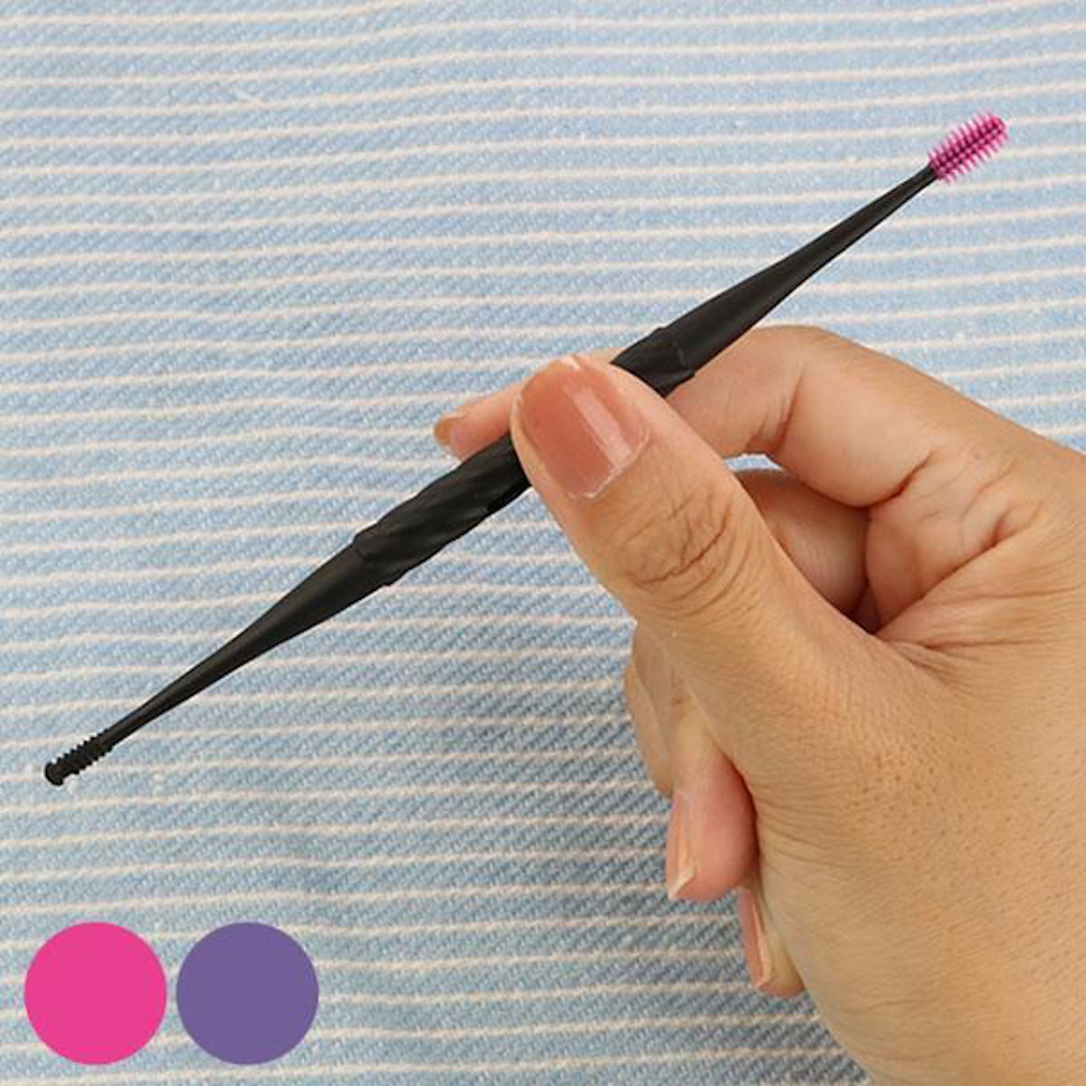 耳かき らせん式ゴムの耳かき 小さめブラシ ピンク ( 耳掻き みみかき ゴム製 耳そうじ 耳垢 螺旋式 らせん式 衛生用品 取る 子ども 洗える 衛生的 女性 ) 【パープル】