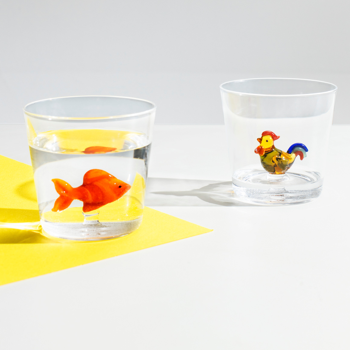 タンブラー イッケンドルフ ANIMAL FARM 350ml ( 食洗機対応 ichendorf ガラス イタリア ミラノ グラス コップ カップ 食器 ニワトリ 青ガチョウ ピンク羊 かわいい 可愛い ハンドメイド おしゃれ プレゼント ギフト ) 【青ガチョウ】 青ガチョウ