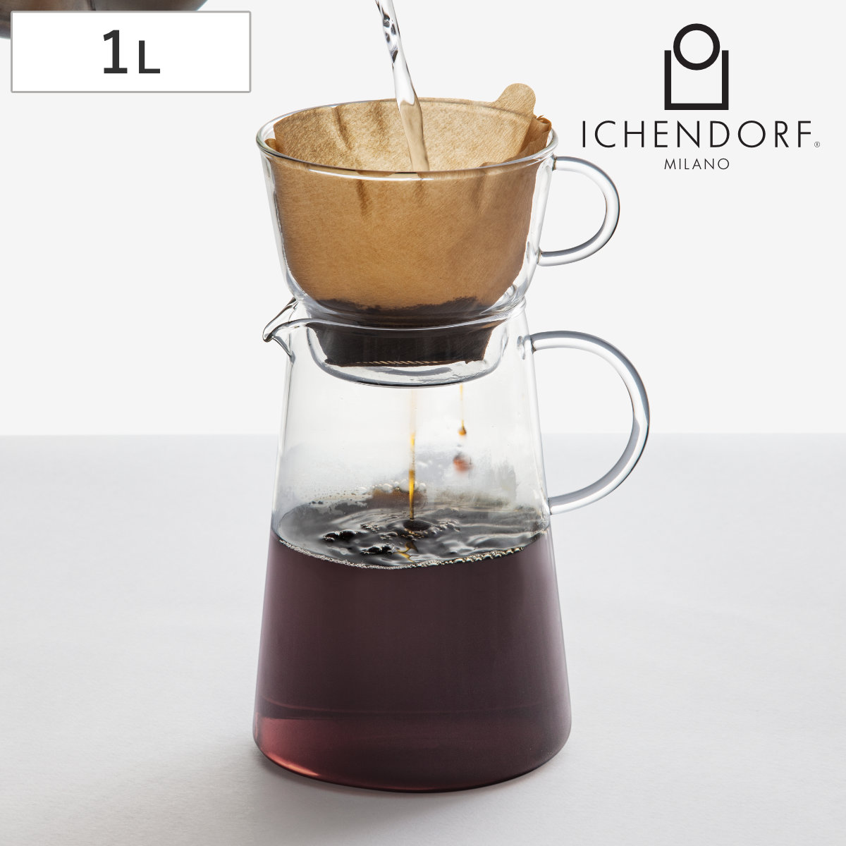 コーヒーサーバー イッケンドルフミラノ PENGUIN フィルターコーヒーセット 1L （ 食洗機対応 ichendorf 耐熱ガラス ドリッパー ポット 受皿 セット 食器 ハンドメイド おしゃれ プレゼント ギフト ）