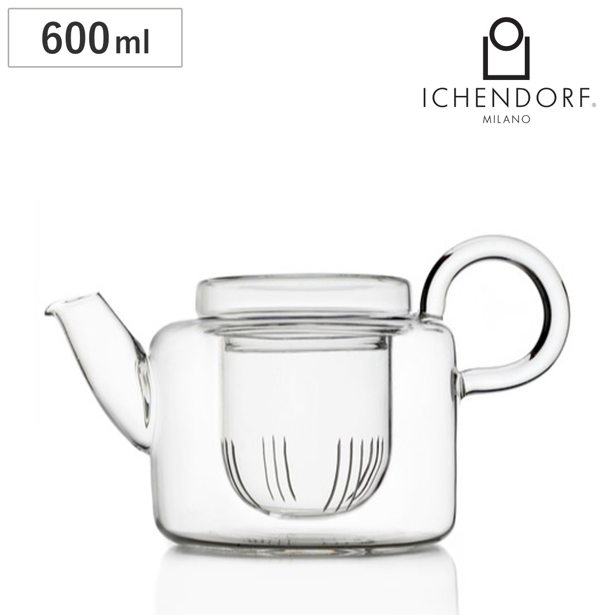 ティーポット イッケンドルフミラノ 9359519 PIUMA 600ml （ 食洗機対応 ichendorf ガラス イタリア ミラノ 茶こし付き ポット ハンドメイド おしゃれ プレゼント ギフト ）