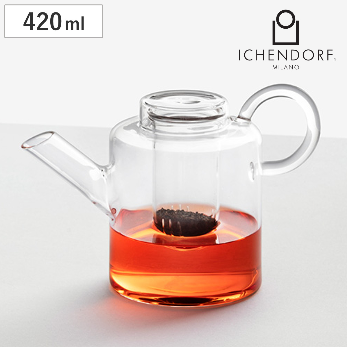 ティーポット イッケンドルフミラノ 9359518S PIUMA 420ml （ 食洗機対応 ichendorf ガラス イタリア ミラノ 茶こし付き ポット ハンドメイド おしゃれ プレゼント ギフト ）