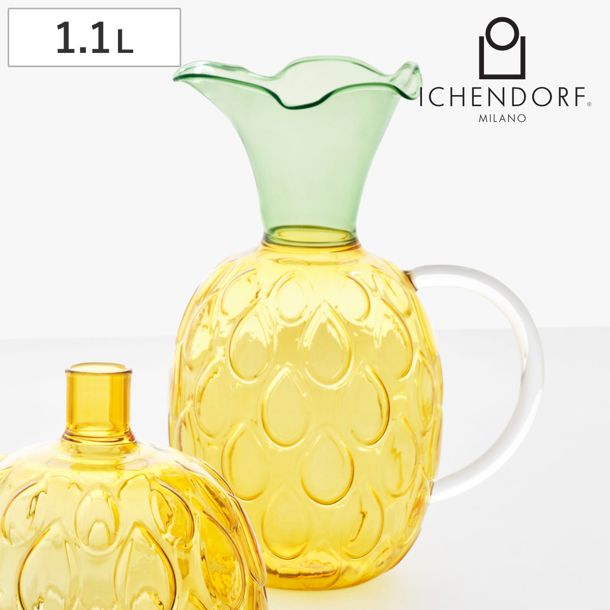 ピッチャー イッケンドルフミラノ FRUIT ジャグ パイナップル 1.1L ( 食洗機対応 ichendorf ガラス イタリア ミラノ ボトル 水差し 食器 ハンドメイド おしゃれ プレゼント ギフト )