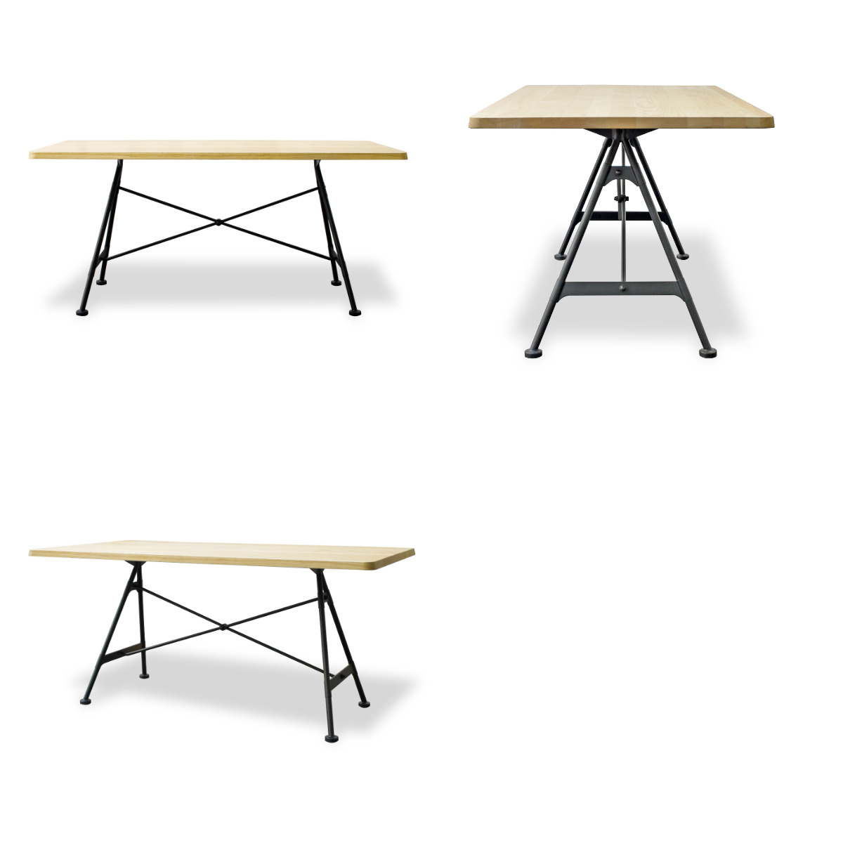 ダイニングテーブル アッシュ無垢天板 幅150cm ( 開梱設置 天然木 ダイニング テーブル 食卓 長方形 4人掛け スチール脚 異素材 木目 北欧 モダン ナチュラル )