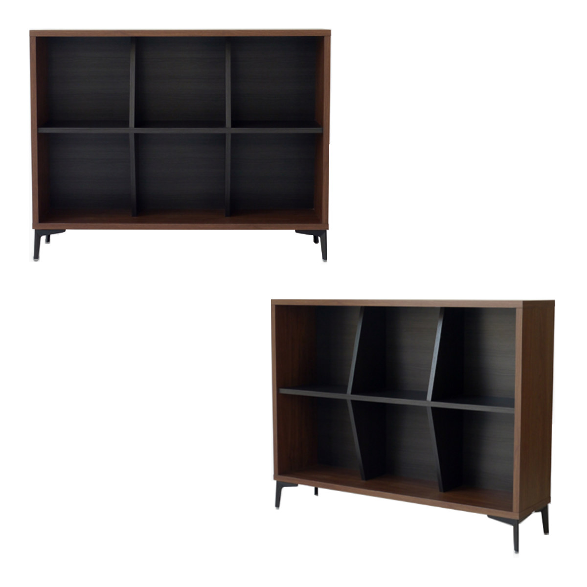 シェルフ 幅120.2cm 2段 日本製 脚付き 木目調 スチール 本棚 ( 開梱設置 オープンラック ラック 棚 飾り棚 奥行スリム ディスプレイラック リビング収納 ツートーン シンプル 二段 )