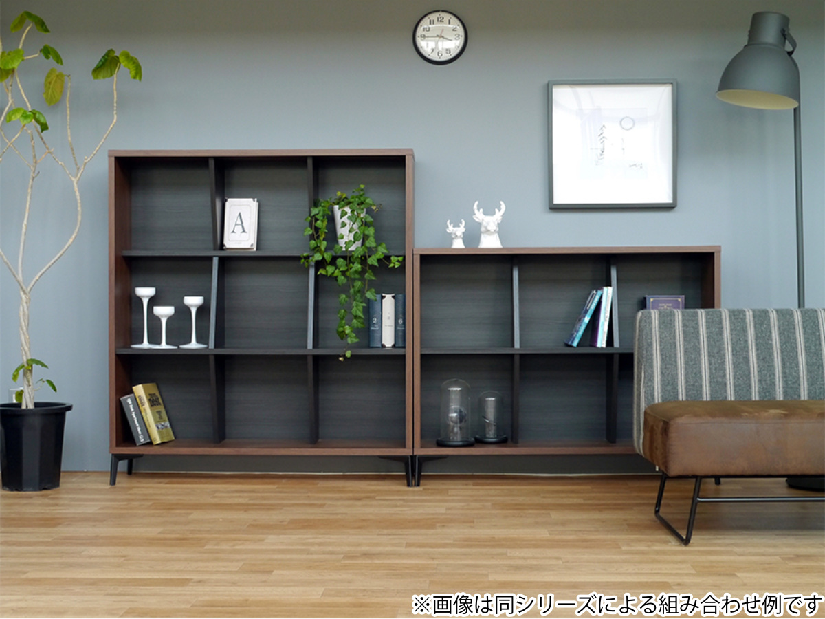 シェルフ 幅120.2cm 2段 日本製 脚付き 木目調 スチール 本棚 ( 開梱設置 オープンラック ラック 棚 飾り棚 奥行スリム ディスプレイラック リビング収納 ツートーン シンプル 二段 )