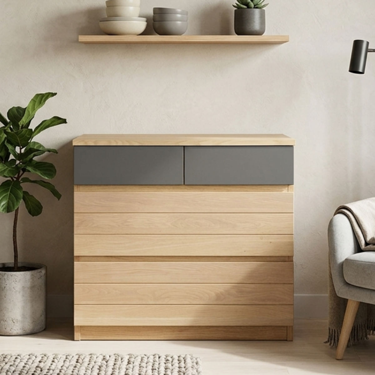 チェスト 幅80cm 日本製 無垢材 木目 引き出し 3段 おしゃれ 完成品 ( 棚 ラック 家具 収納 衣類 4杯 整理 衣類収納 三段 組み合わせ 天然木 ツートーン フルスライドレール )