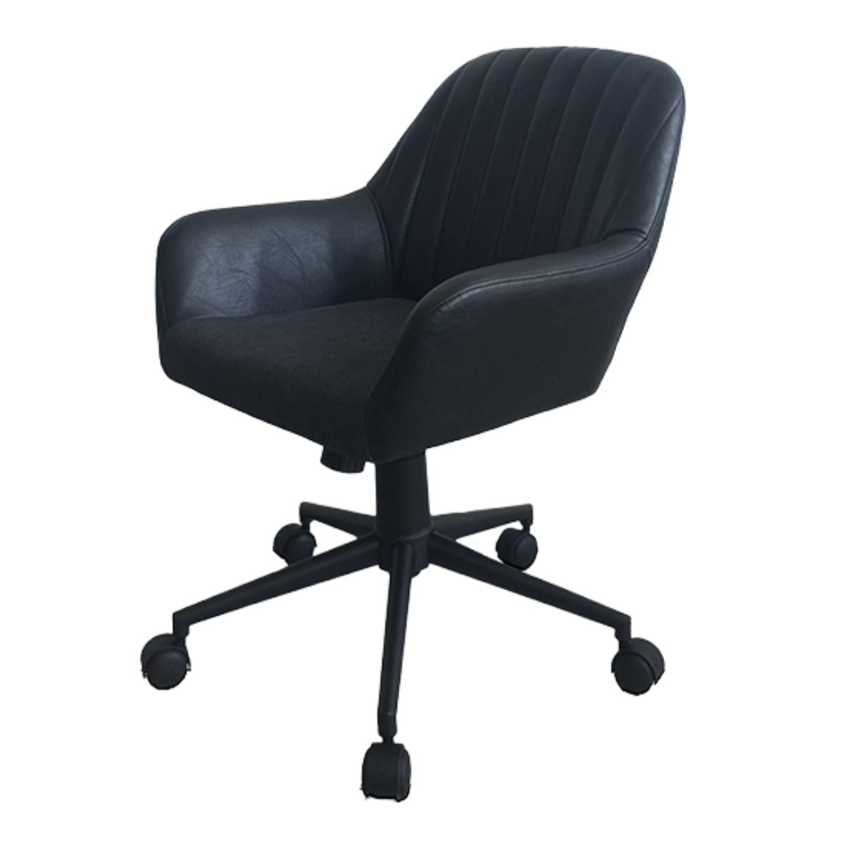 オフィスチェア 座面高44~52cm キャスター付き ゴードー レトロ ( パソコンチェア ワークチェア アームレス レザー調 回転 オフィス 肘掛け デスクチェア PCチェア イス 椅子 学習椅子 勉強椅子 ウレタン ) 【ブラウン】 ブラウン