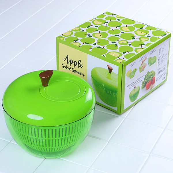 アップルサラダスピナー 野菜水切り器 りんご型 グリーン ( キッチン雑貨 キッチンツール キッチン用品 台所用品 調理用品 調理雑貨 リンゴ コランダー 手動 サラダ ) 【レッド】 レッド