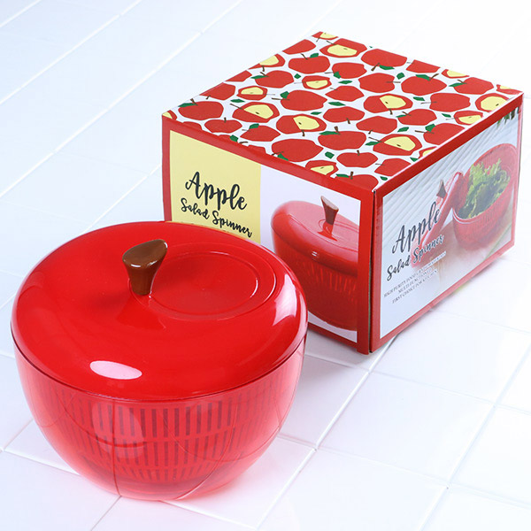 アップルサラダスピナー 野菜水切り器 りんご型 グリーン ( キッチン雑貨 キッチンツール キッチン用品 台所用品 調理用品 調理雑貨 リンゴ コランダー 手動 サラダ ) 【レッド】 レッド