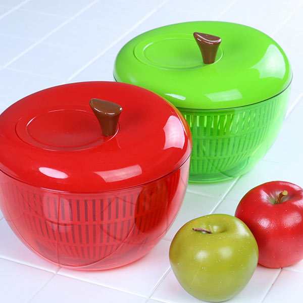 アップルサラダスピナー 野菜水切り器 りんご型 グリーン ( キッチン雑貨 キッチンツール キッチン用品 台所用品 調理用品 調理雑貨 リンゴ コランダー 手動 サラダ ) 【レッド】 レッド