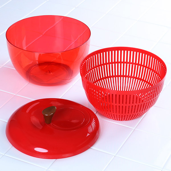 アップルサラダスピナー 野菜水切り器 りんご型 グリーン ( キッチン雑貨 キッチンツール キッチン用品 台所用品 調理用品 調理雑貨 リンゴ コランダー 手動 サラダ ) 【レッド】 レッド