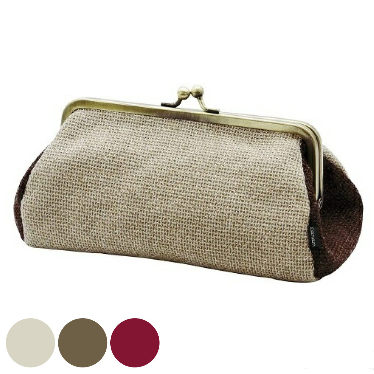 メイクポーチ コスメポーチ coron ( ポーチ 化粧ポーチ がま口 大容量 コスメ メイク 小物入れ レディース メンズ 持ち運び ミニバッグ 鞄 バッグ 化粧品 道具 がまぐち ツートン バイカラー ) 【オリーブ】