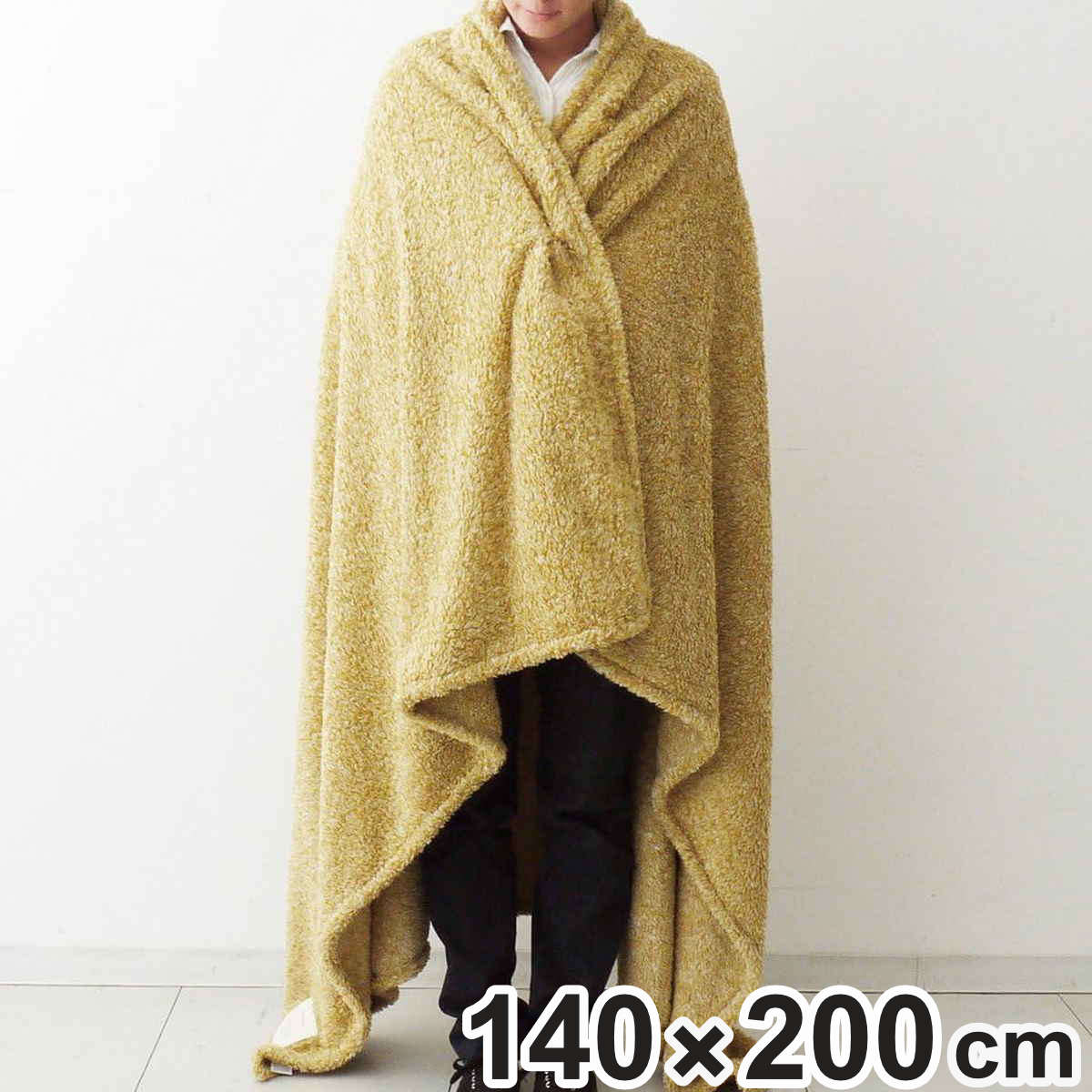 ビッグブランケット 140×200cm ポリエステル （ 大判 毛布 シングル 膝掛け 防寒 寒さ対策 大きめ 冷房対策 キャメル 無地 ）