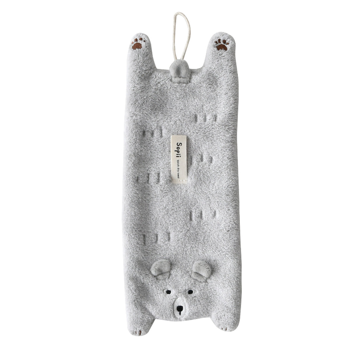 ハンドタオル ミニ クイックドライタオル ベア Sopii ( タオル マイクロファイバー 吸水 手拭きタオル デイリータオル ループ付き かわいい タオルハンカチ ミニタオル 手ふき くま クマ 新生活 ギフト バス用品 ) 【グレー】 グレー