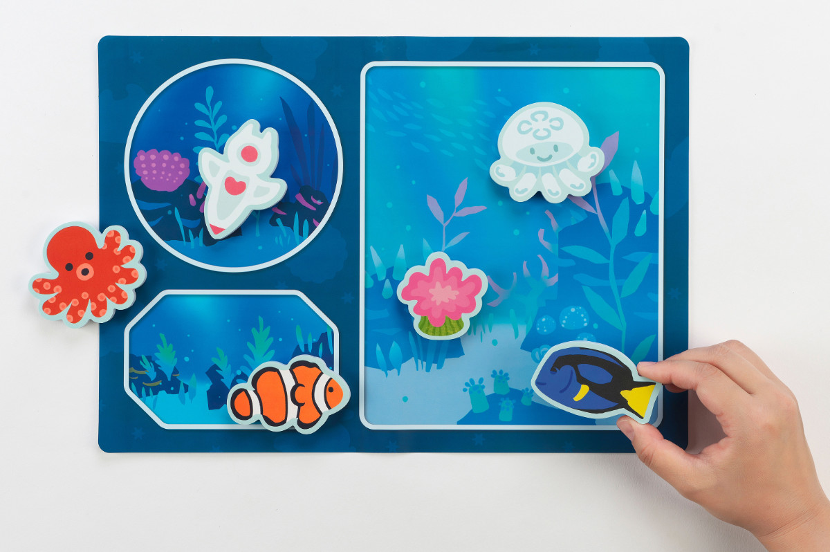 おもちゃ おふろでぺったんこ すいぞくかんをつくろう! お風呂 ( お風呂遊び 玩具 おふろ バスタイム 魚 海のいきもの つり 知育おもちゃ 子供 キッズ 水遊び 知育玩具 収納ネット 収納付き 幼児 3歳 男の子 女の子 かわいい )