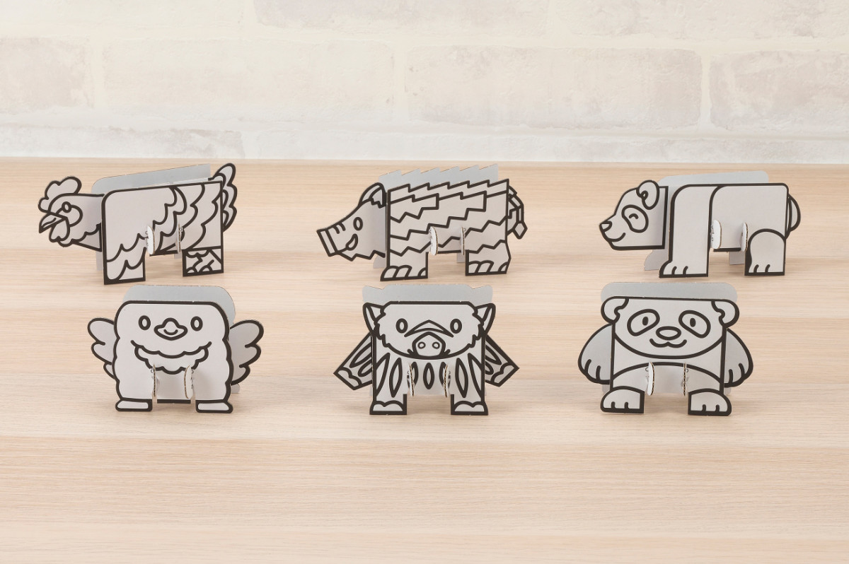 工作キット つみつみダンボール工作キット もりのおやこ ( 段ボール 工作 キット 立体 ペーパークラフト キッズ 組み立て ぬりえ 手作り ダンボール製 男の子 女の子 知育 玩具 ごっこ遊び 室内遊び かわいい )