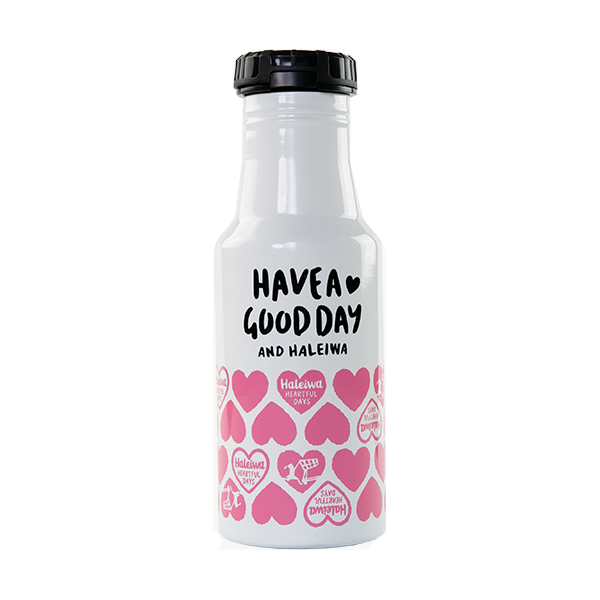 水筒 ステンレス マグボトル ロッコ ワンタッチボトル 500ml ハートホワイト ( ワンタッチ ボトル マイボトル 直飲み ハート柄 保冷 ステンレス製 ROOCO アウトドア リングパーツ付き 片手 かわいい 可愛い おしゃれ オシャレ ) 【ハートホワイト】 ハートホワイト