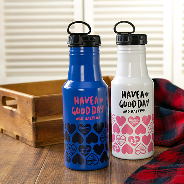 水筒 ステンレス マグボトル ロッコ ワンタッチボトル 500ml ハートホワイト ( ワンタッチ ボトル マイボトル 直飲み ハート柄 保冷 ステンレス製 ROOCO アウトドア リングパーツ付き 片手 かわいい 可愛い おしゃれ オシャレ ) 【ハートホワイト】 ハートホワイト