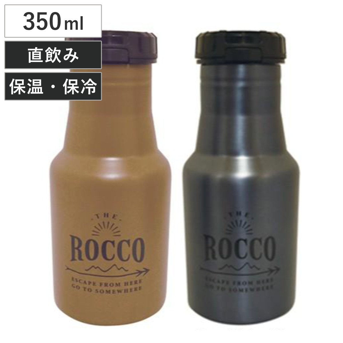 水筒 マグボトル ロッコ ワンタッチボトル 350ml 直飲み （ ボトル 保温 保冷 魔法瓶 ステンレスボトル ステンレスマグボトル ROCCO アウトドア おしゃれ ステンレス製 シンプル スタイリッシュ ） 【ミッドナイトネイビー】