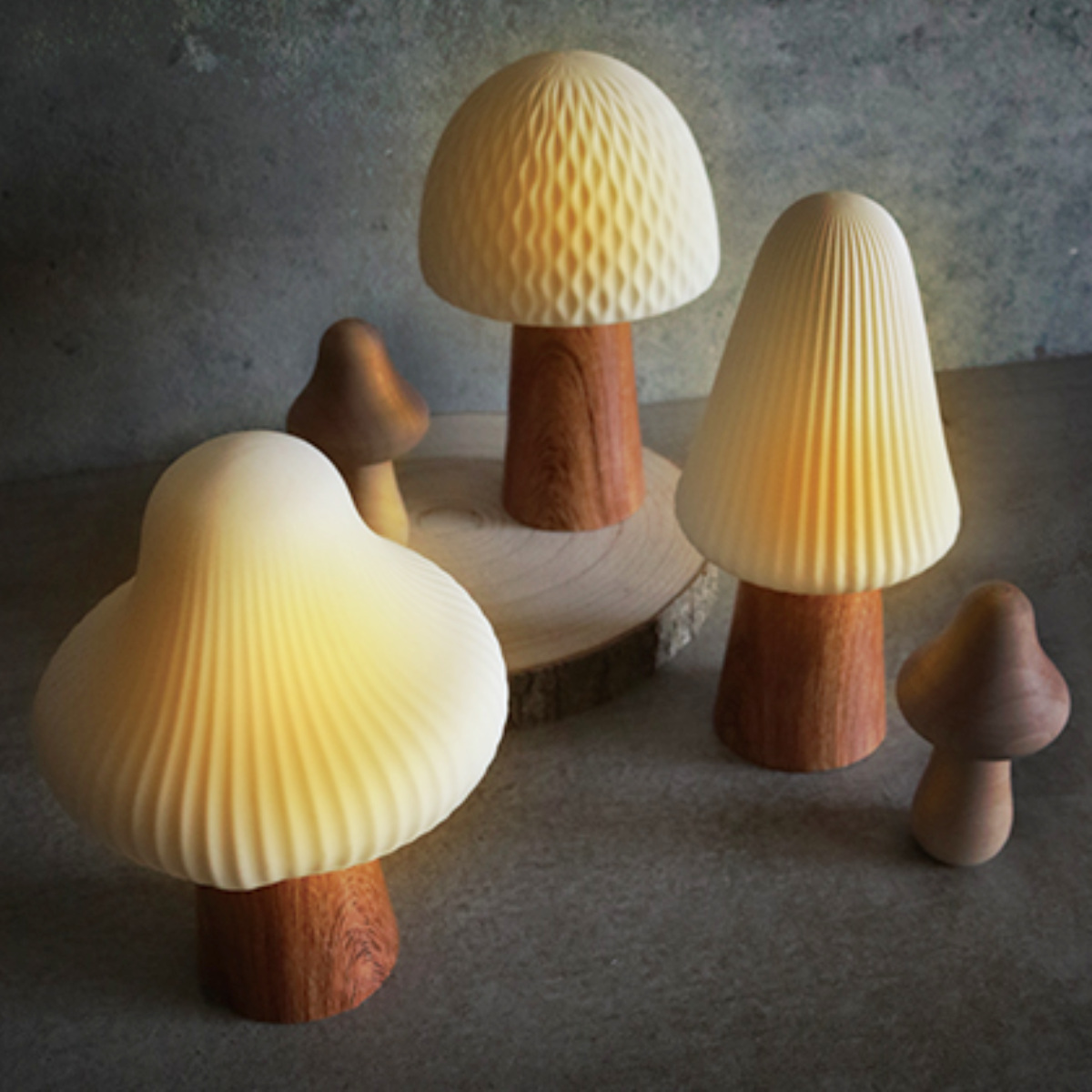 テーブルライト Lumo LED付き セラミック マッシュルーム ( タイマー機能付き インテリア ライト 照明 卓上 LED コードレス 電池式 置き型 光る きのこ コンパクト 可愛い かわいい おしゃれ 北欧 ) 【スリム】 スリム