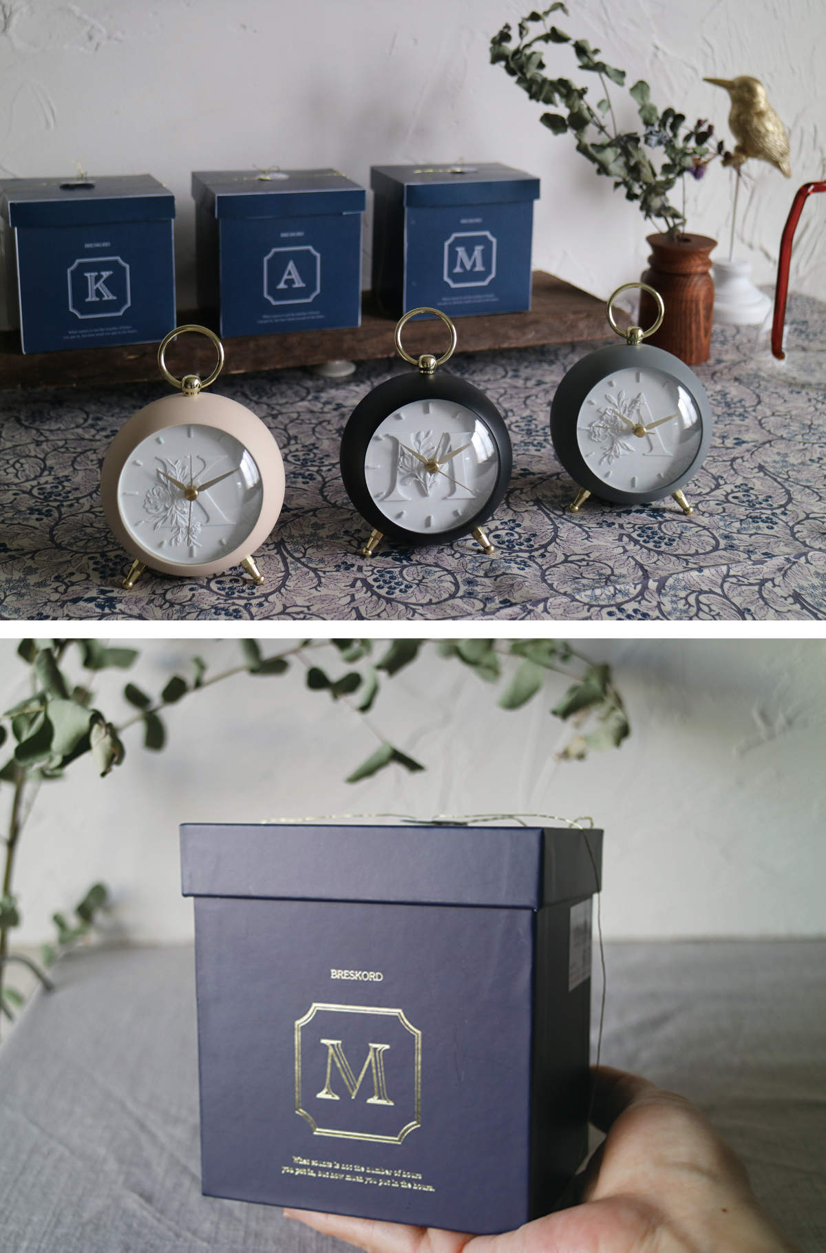 目覚まし時計 イニシャル 連続秒針 Initial Alarm Clock