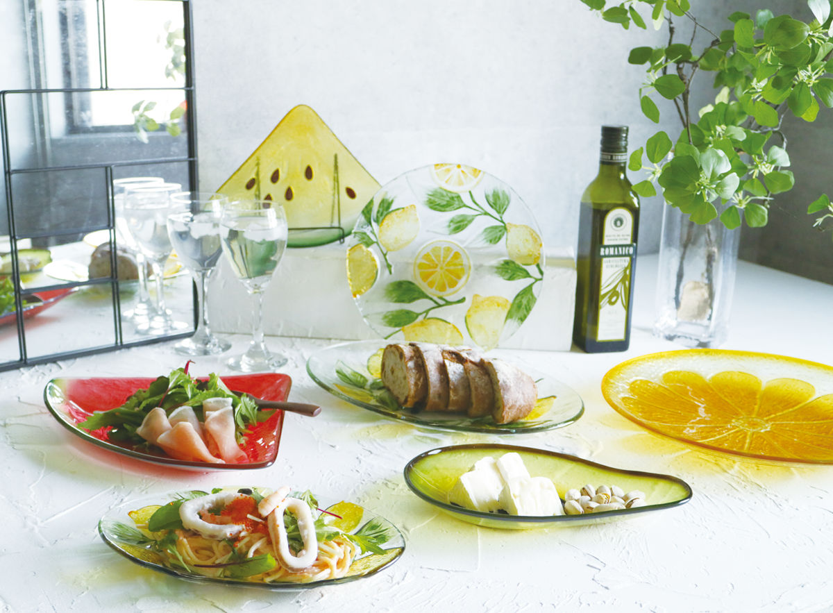 プレート glaffe L-W Plate OV-L ( 30.5cm レモンリース フルーツプレート グラッフェ オーバルプレート ガラス 皿 お皿 食器 おしゃれ かわいい カフェ風 映え )