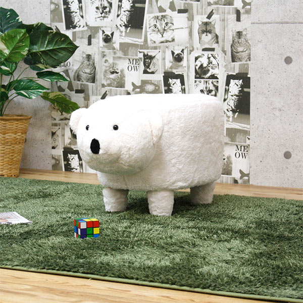 アニマルスツール クマ スツール 座れる動物 椅子 白クマ