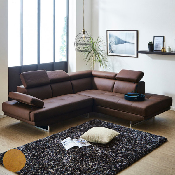 ブラウン レザー コーナーソファ リクライニング ブラウン レザー