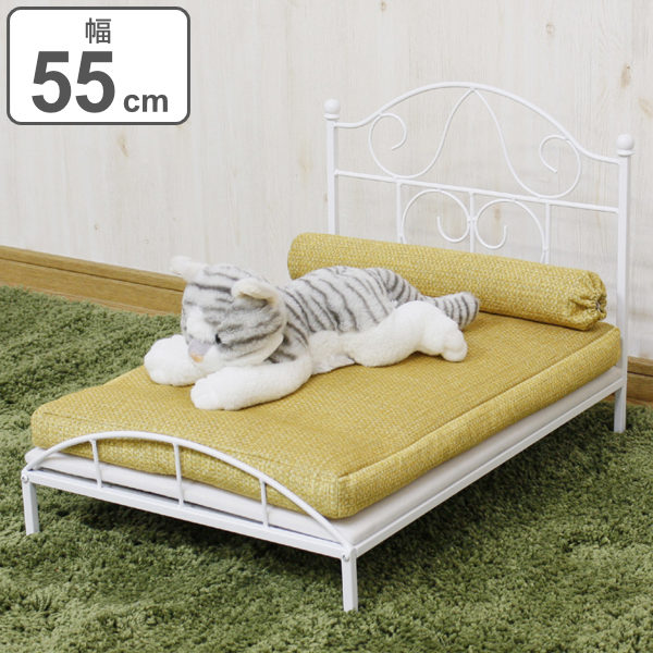 Dショッピング ペットベッド 幅55cm ホワイトスチール 姫系 引っかき傷に強い ソファ ペット用 ペットベット ペット ソファー 猫 犬 ミニソファ イヌ ネコ コンパクト ファブリック ペット用品 ペット家具 クッション付き ねこ いぬ カテゴリ ベッド その他の