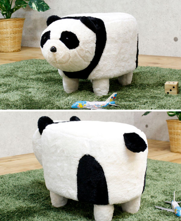 アニマルスツール パンダ オットマン ファブリック （ スツール ぱんだ