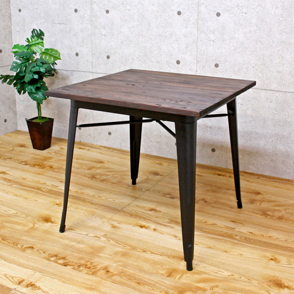 ダイニングテーブル 120cm 面取り加工 スチール ダイニングテーブル 幅80cm 正方形 木製 スチール （ ダイニング