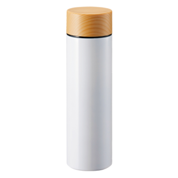 水筒 マグ ミニ 130ml 木目調 サーモステンレスボトル 直飲み ( 保温 保冷 軽量 マグボトル サイズ ミニボトル ステンレスボトル ダイレクトボトル 大人 直のみ すいとう スリム マグ ボトル コンパクト 広口 マイボトル おしゃれ ) 【シルバー】 シルバー