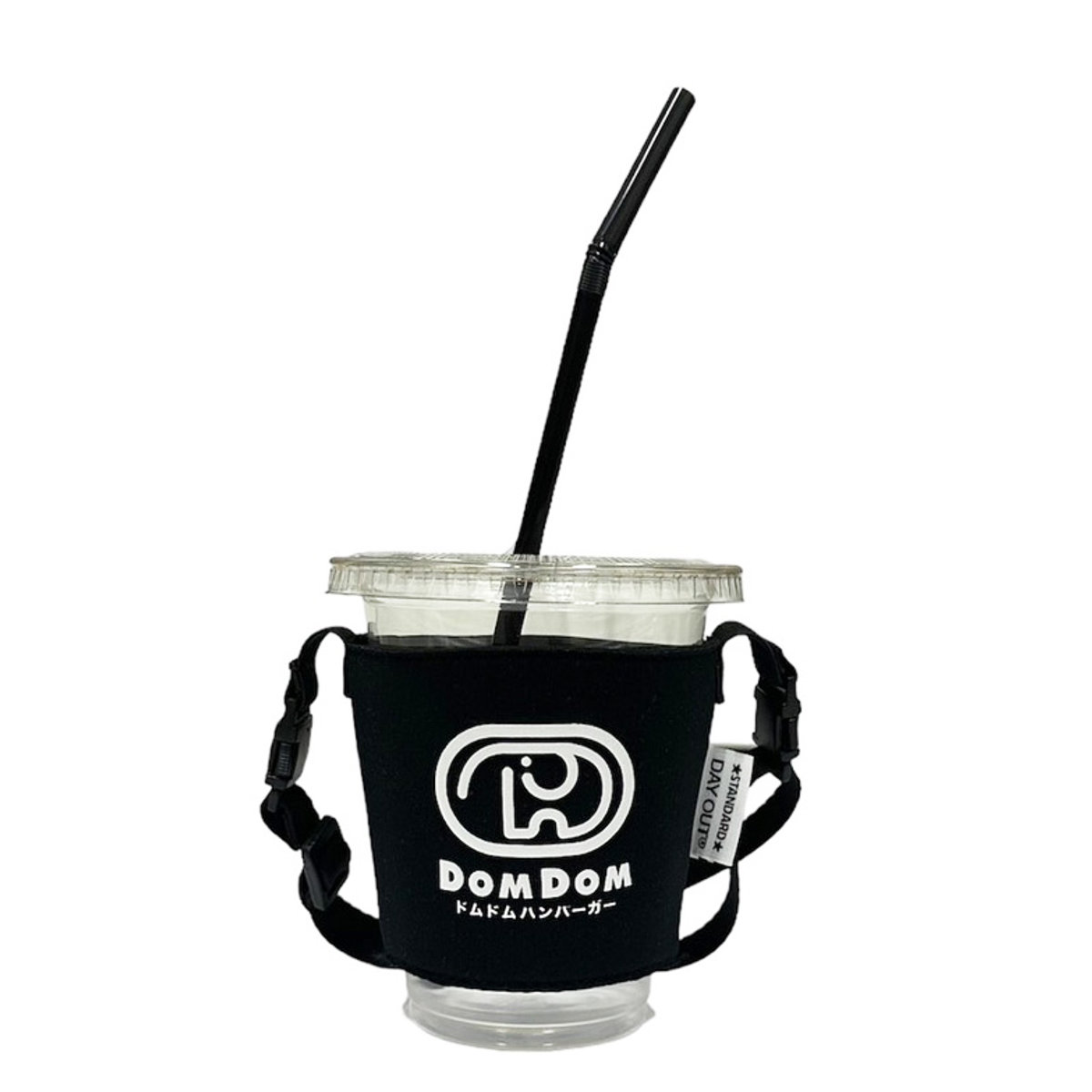 ドムドムハンバーガー ドリンクスリングホルダー DAY OUT ( DOM DOM ドムドムバーガー テイクアウト デイアウト ドリンクホルダー 持ち歩き ドリンクカバー ストラップ付 ハンズフリー スリーブ 飲み物 ) 【BLACK】 BLACK