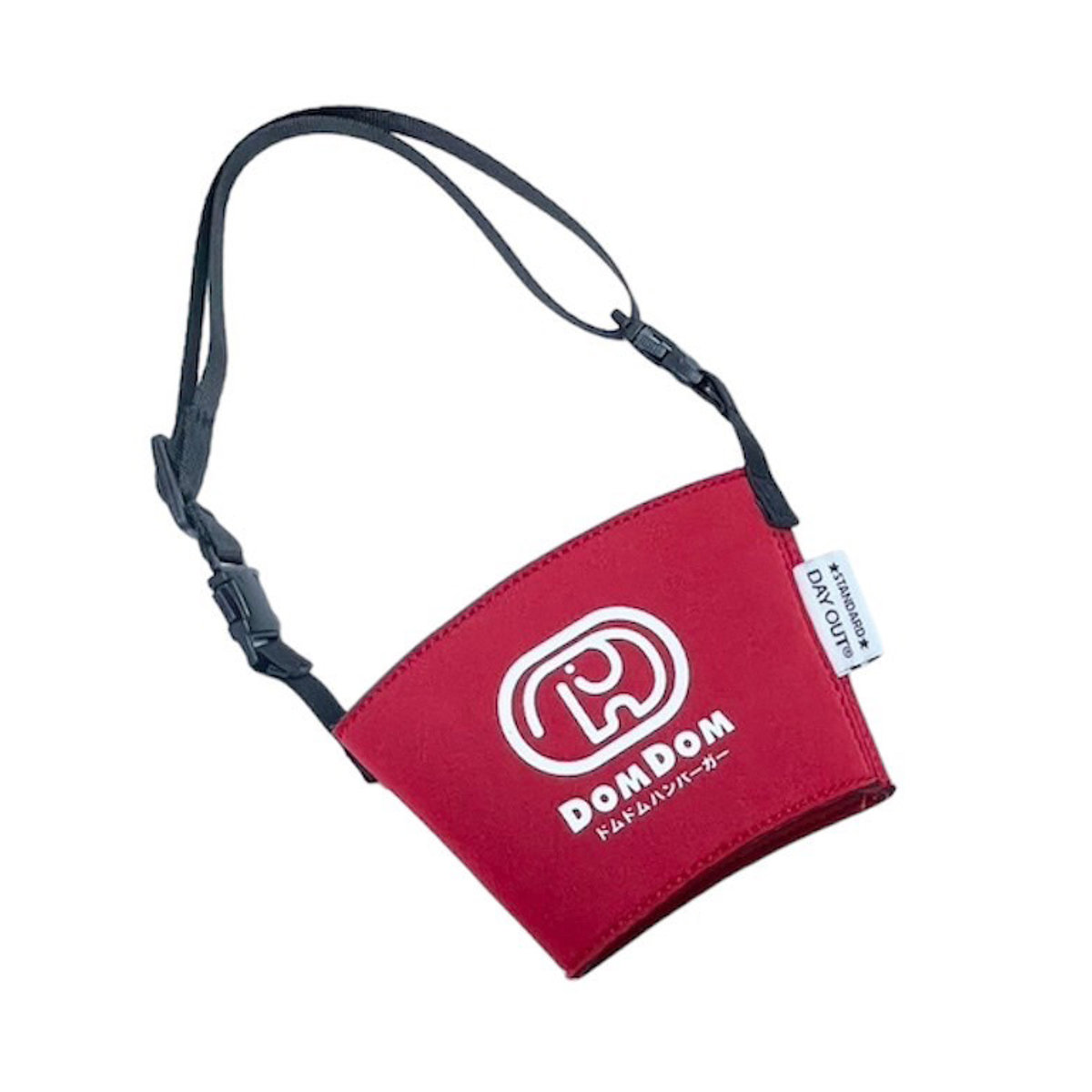 ドムドムハンバーガー ドリンクスリングホルダー DAY OUT ( DOM DOM ドムドムバーガー テイクアウト デイアウト ドリンクホルダー 持ち歩き ドリンクカバー ストラップ付 ハンズフリー スリーブ 飲み物 ) 【BLACK】 BLACK