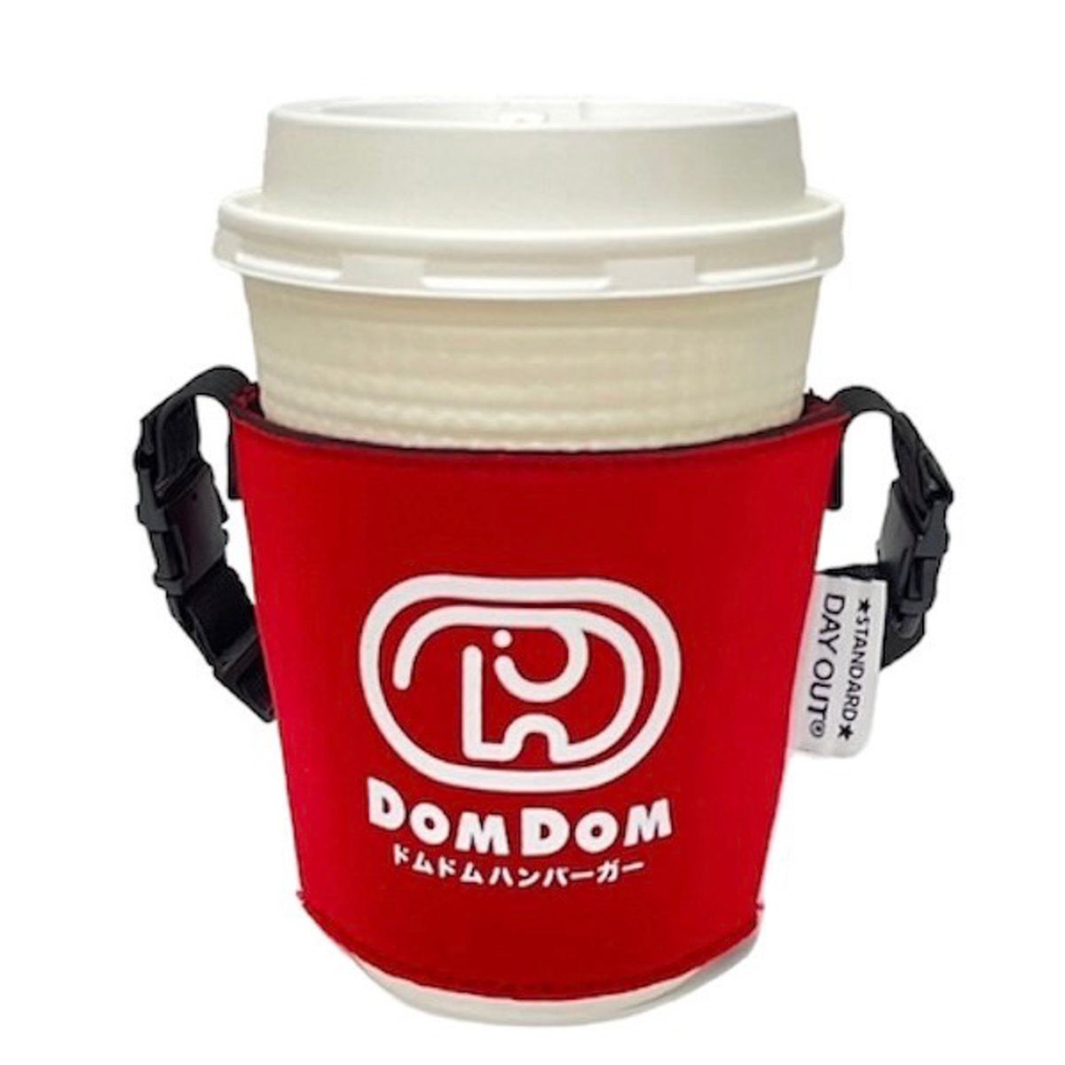 ドムドムハンバーガー ドリンクスリングホルダー DAY OUT ( DOM DOM ドムドムバーガー テイクアウト デイアウト ドリンクホルダー 持ち歩き ドリンクカバー ストラップ付 ハンズフリー スリーブ 飲み物 ) 【BLACK】 BLACK