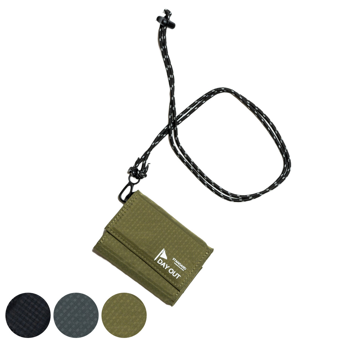 財布 DAY OUT ゼニー 2way ネックコンパクトウォレット ( お財布 小銭入れ 三つ折り お札入れ ミニウォレット レディース メンズ 旅行 ミニ財布 折りたたみ 三つ折財布 コインケース 小さめ ストラップ アウトドア ) 【Gray】