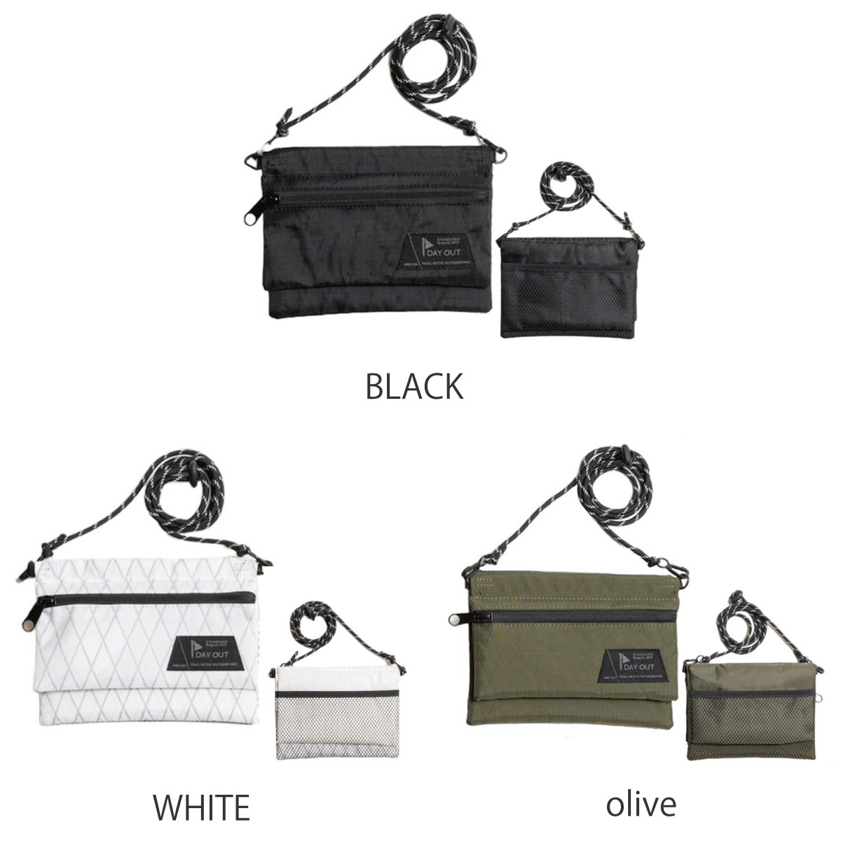 サコッシュ DAY OUT EcOCHE-X 2WAY エコバッグ ( バッグ 鞄 小物入れ ポーチショルダーバッグ レディース メンズ 旅行 ショルダーポーチ サブバッグ 斜めがけ アウトドア ) 【BLACK】 BLACK