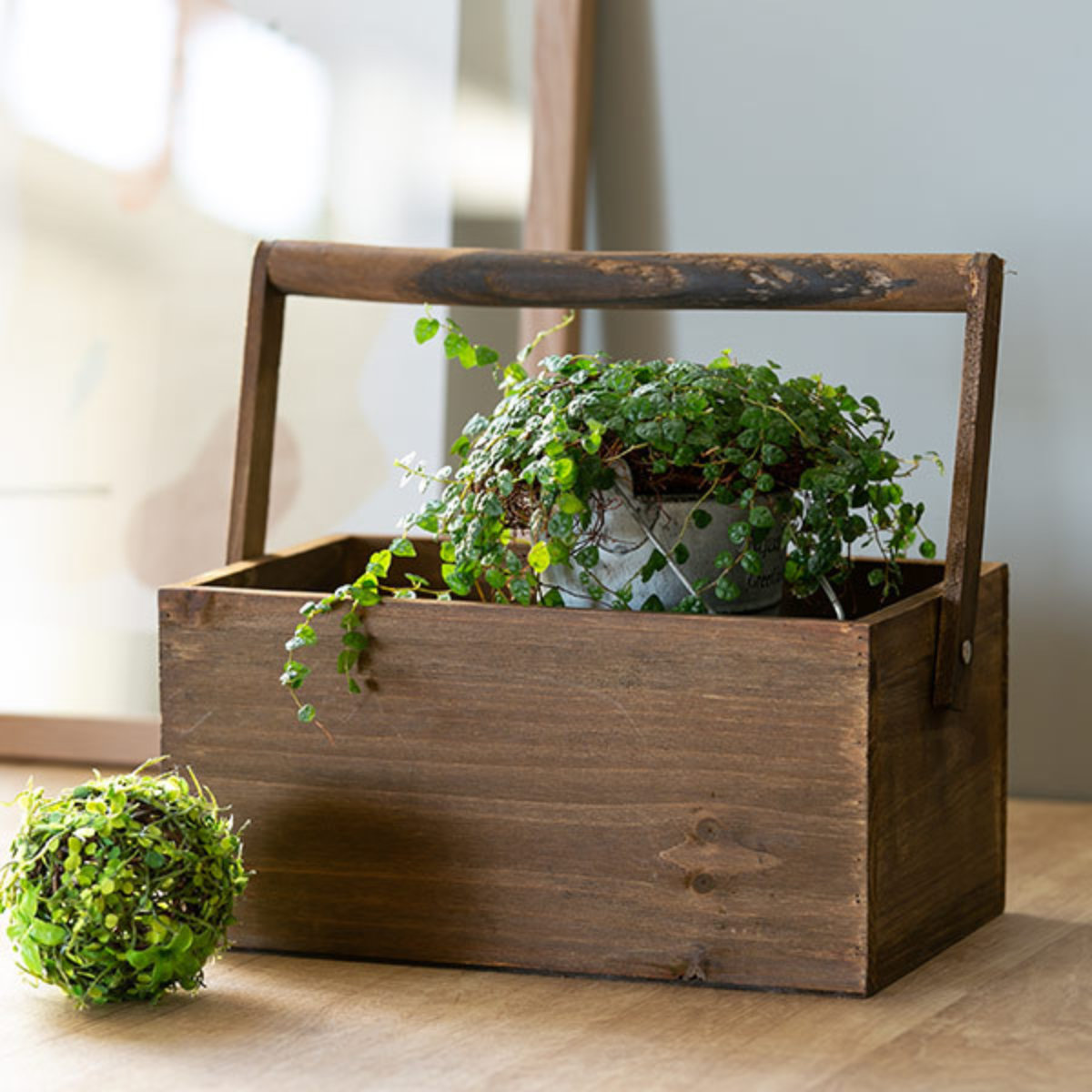 小物収納 ドゥー 取っ手付き 木製 収納ボックス 卓上 幅25.5×奥行16×高さ12.5cm ( 収納ケース 木箱 小物入れ 小物ケース 小物 収納 持ち手付き 天然木 ツールボックス メイクボックス 持ち運び ハンドル付き おしゃれ )